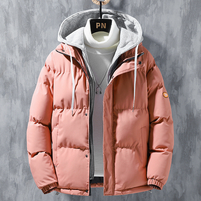 Fashion Hooded Jacket Winter Windproof Thickened Two-piece Coat Solid Leisure Sports Cotton Jacket